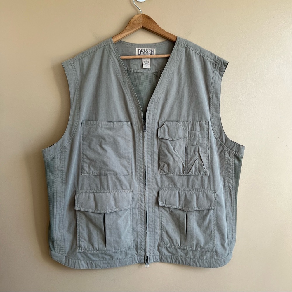 DULUTH TRADING CO Men’s Green Utility Vest in size 2XL Lined, Full Zip, Pockets - Picture 1 of 6